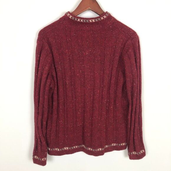 Woolrich Red Burgundy Knit 1/4 Zip Sweater Mock - Picture 5 of 6
